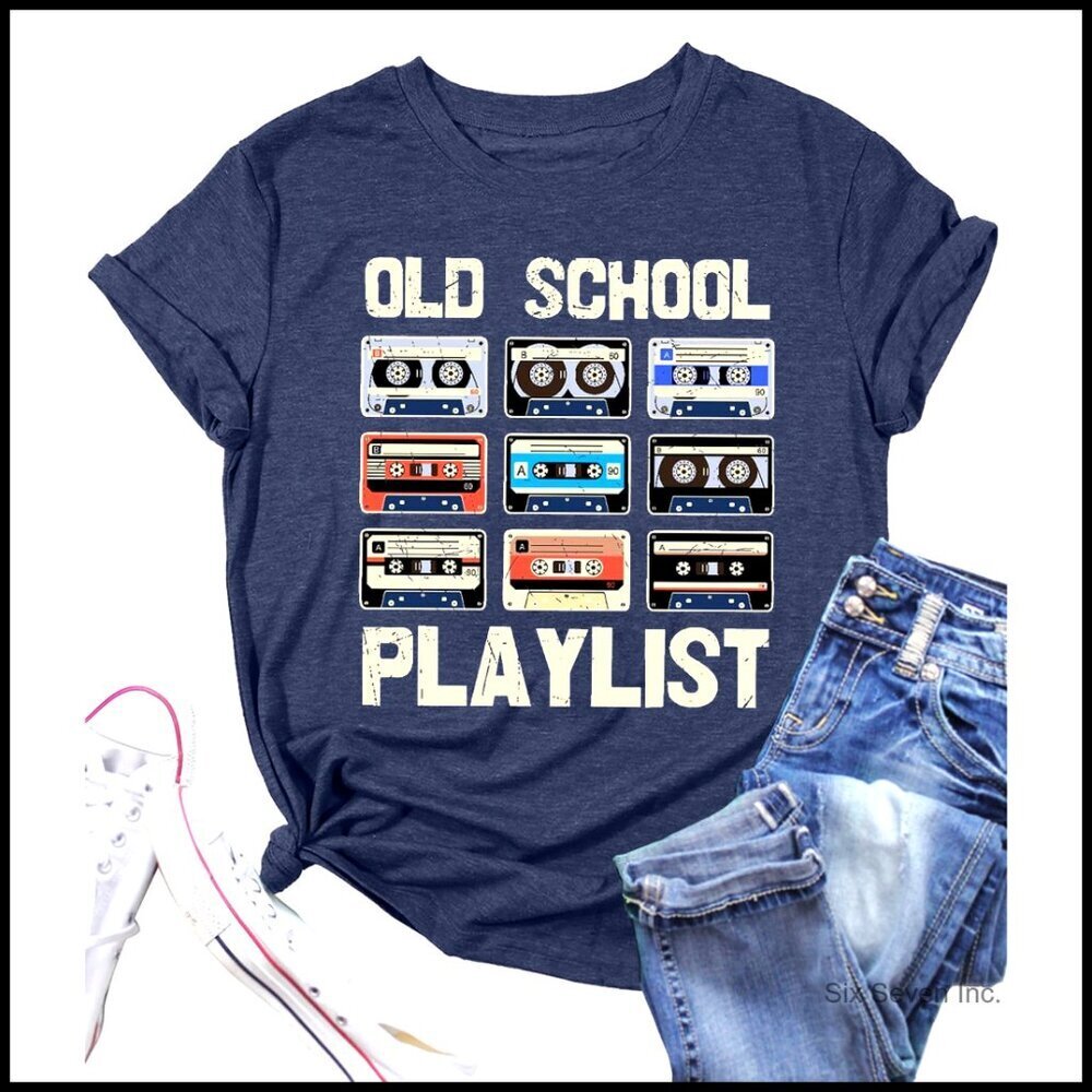 Vintage Cassette Tape Graphic Tee Retro 80s Music Concert T-Shirt Women's